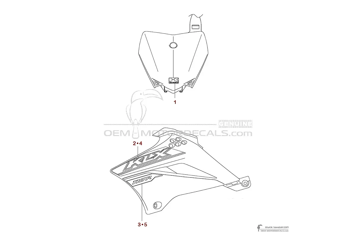 Naklejki do Kawasaki KLX110R 2021 - Zielony • Kawasaki Naklejki OEM