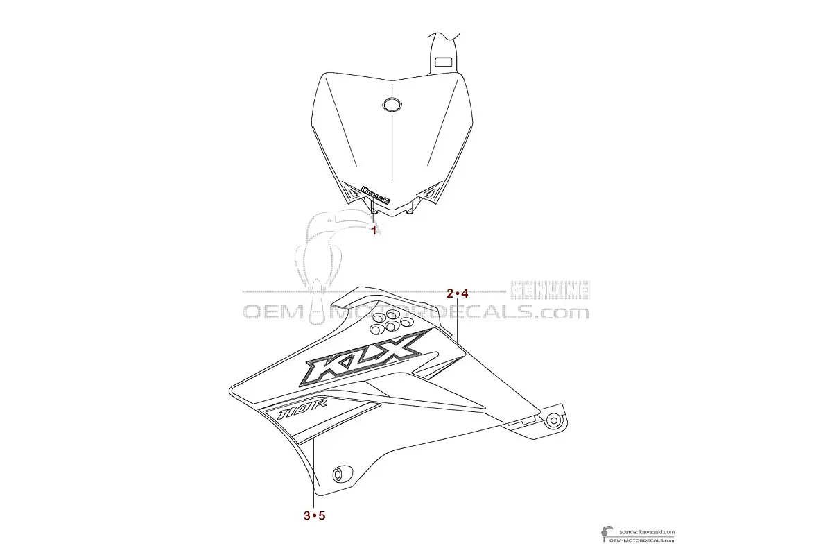 Adesivi per Kawasaki KLX110R 2022 - Verde • Kawasaki Adesivi OEM