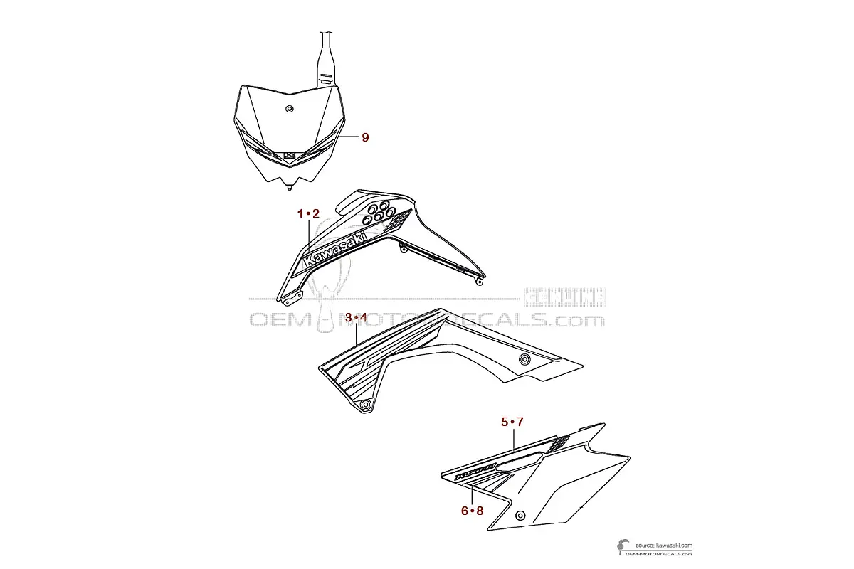 Pegatinas para Kawasaki KLX140 2012 - Verde • Kawasaki Pegatinas OEM