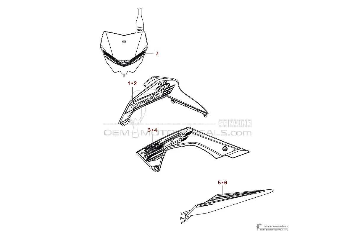 Aufkleber für Kawasaki KLX140 2013 - Grün • Kawasaki OEM-Aufkleber