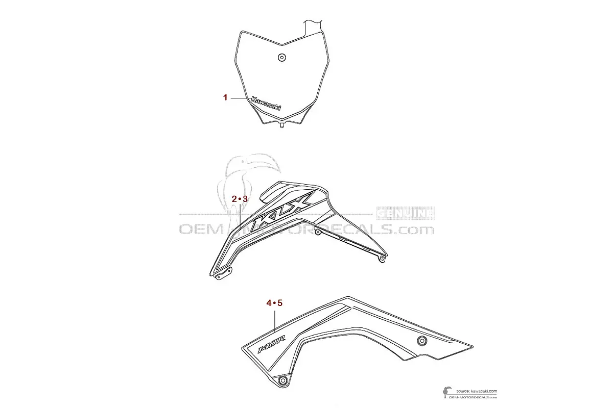 Pegatinas para Kawasaki KLX140R 2023 - Verde • Kawasaki Pegatinas OEM