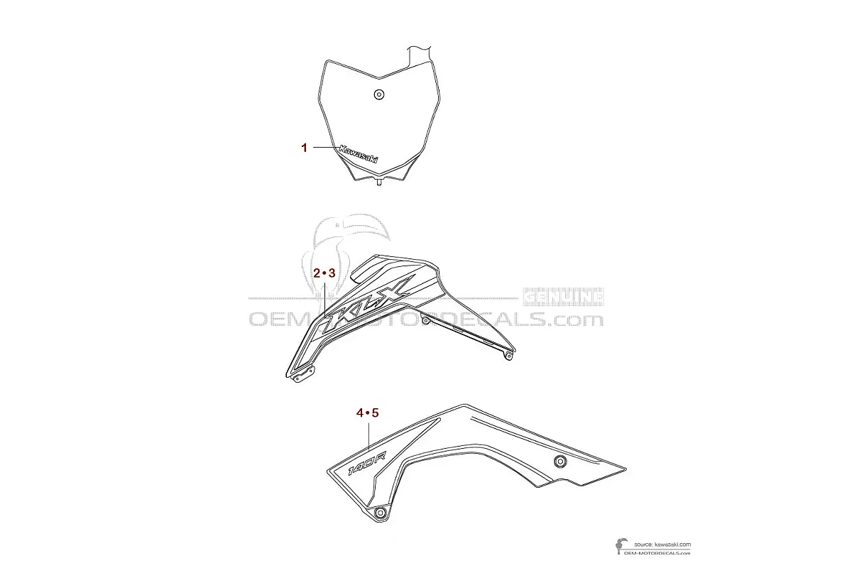 Pegatinas para Kawasaki KLX140R 2024 - Gris • Kawasaki Pegatinas OEM