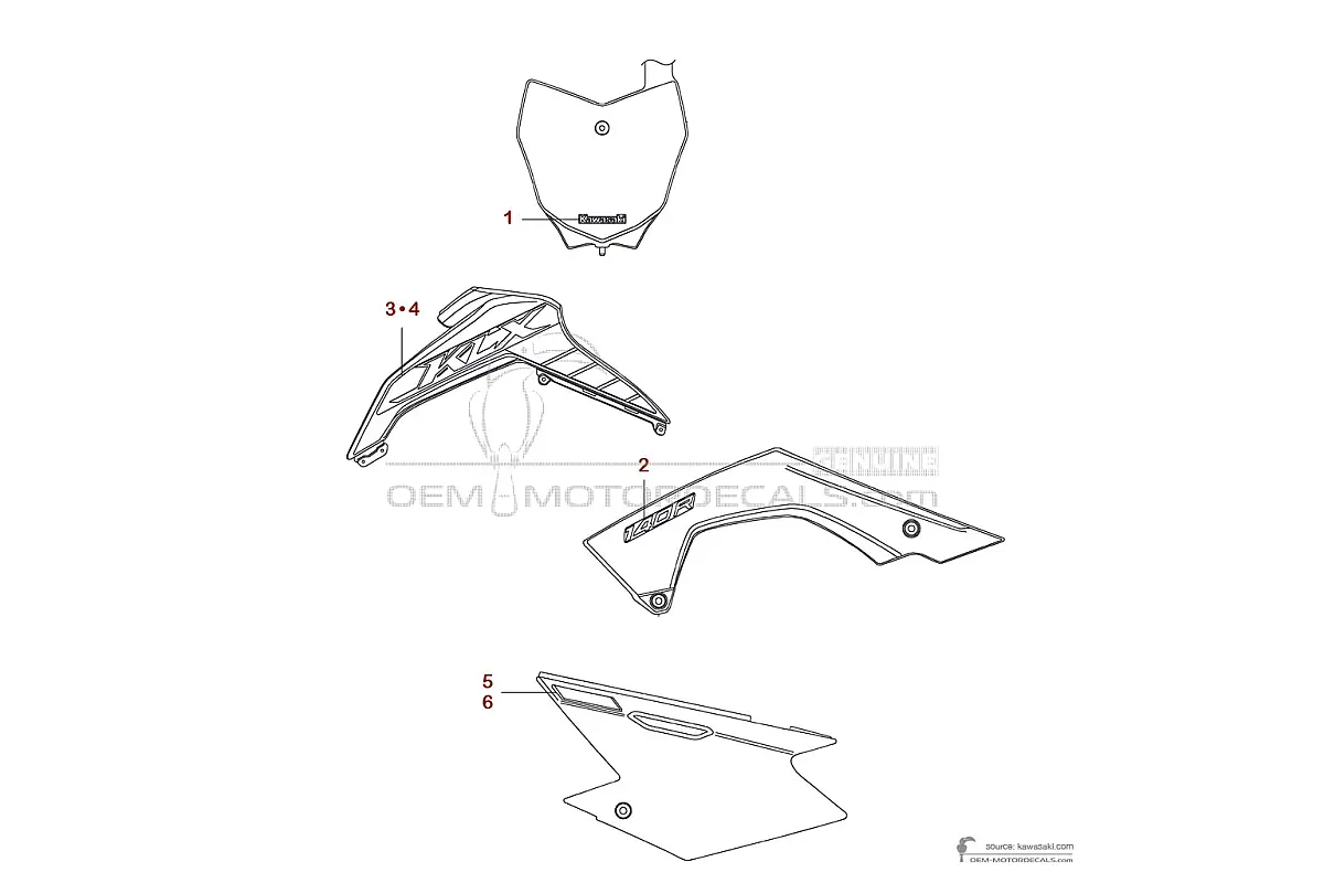 Stickers voor Kawasaki KLX140R 2025 - Groen • Kawasaki OEM Stickers