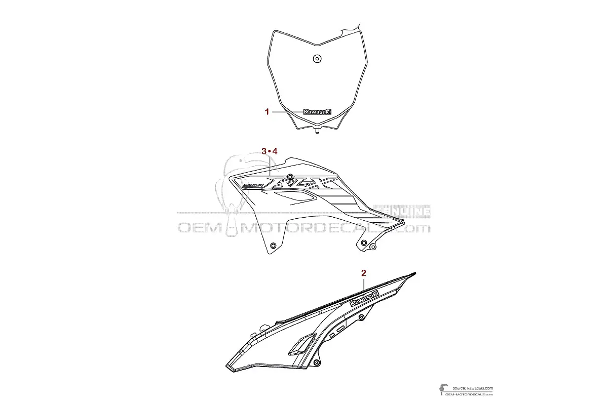 Decals for Kawasaki KLX230R 2025 - Gray • Kawasaki OEM Decals