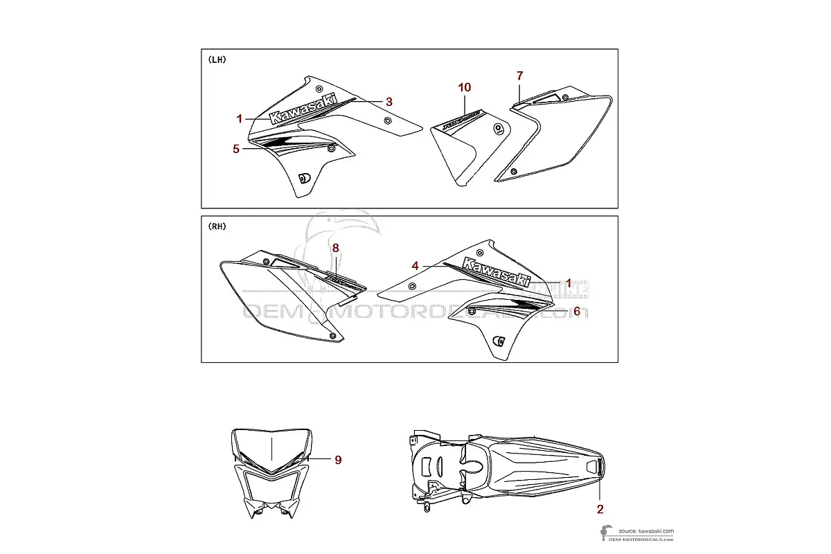Aufkleber für Kawasaki KLX450R 2009 - Grün • Kawasaki OEM-Aufkleber