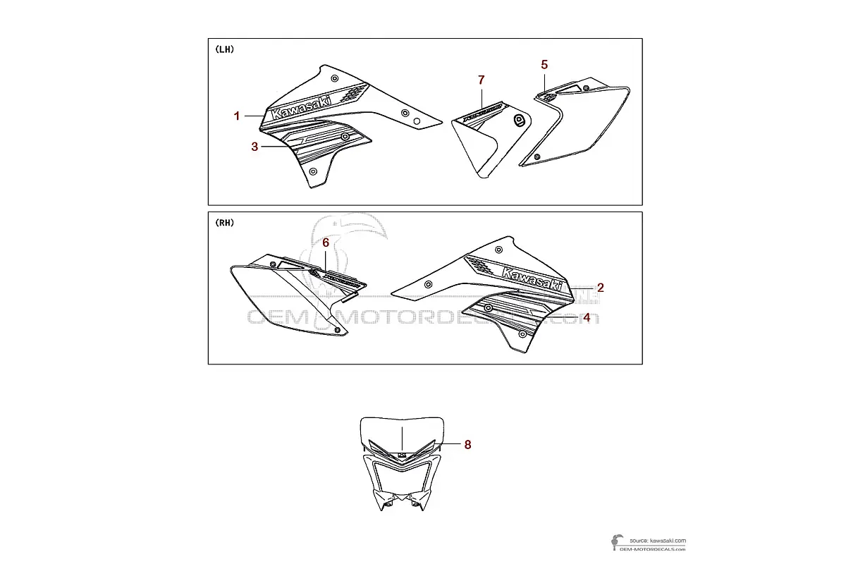 Autocollants pour Kawasaki KLX450R 2013 - Vert • Kawasaki Autocollants OEM