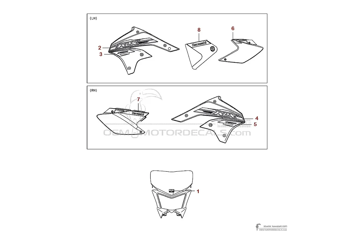Autocollants pour Kawasaki KLX450R 2015 - Vert • Kawasaki Autocollants OEM