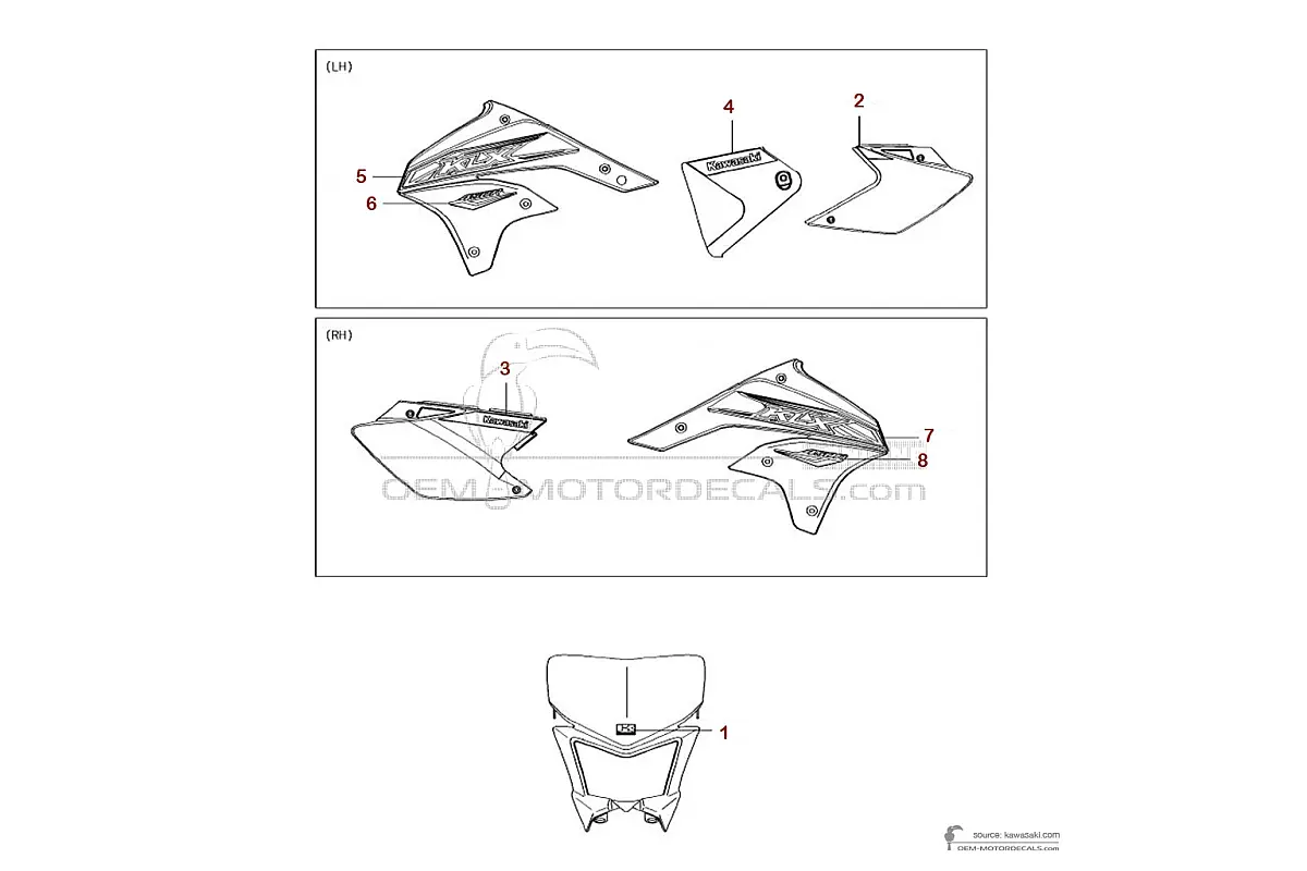 Autocollants pour Kawasaki KLX450R 2018 - Vert • Kawasaki Autocollants OEM