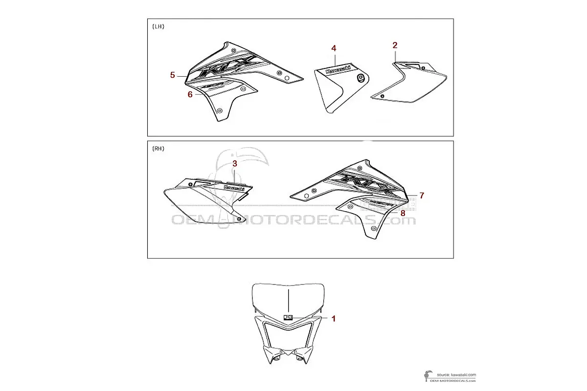 Aufkleber für Kawasaki KLX450R 2019 - Grün • Kawasaki OEM-Aufkleber