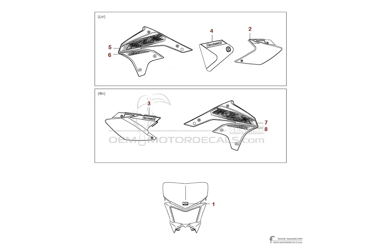 Autocollants pour Kawasaki KLX450R 2020 - Vert • Kawasaki Autocollants OEM