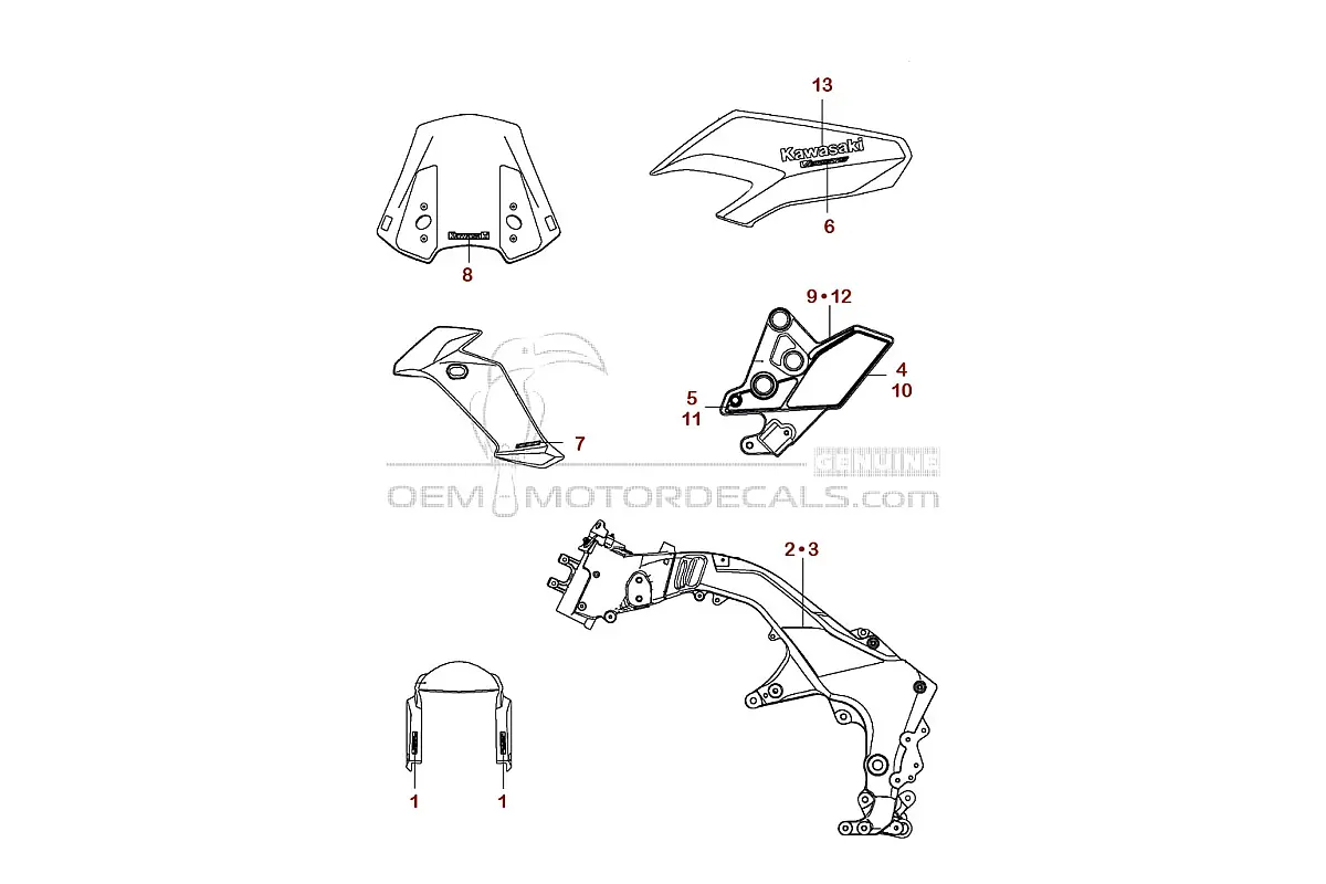 Naklejki do Kawasaki KLZ1000 VERSYS 2015 - Pomarańczowy • Kawasaki Naklejki OEM