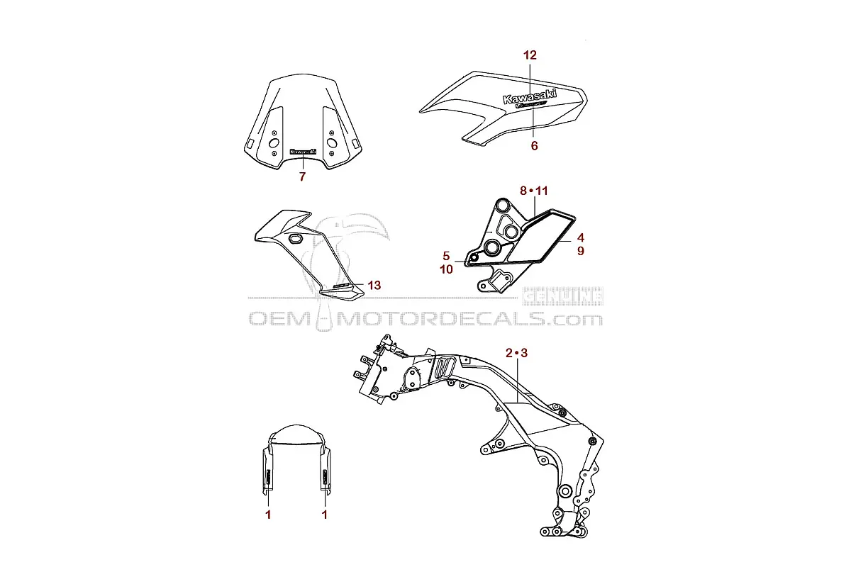 Stickers voor Kawasaki KLZ1000 VERSYS 2016 - Groen • Kawasaki OEM Stickers
