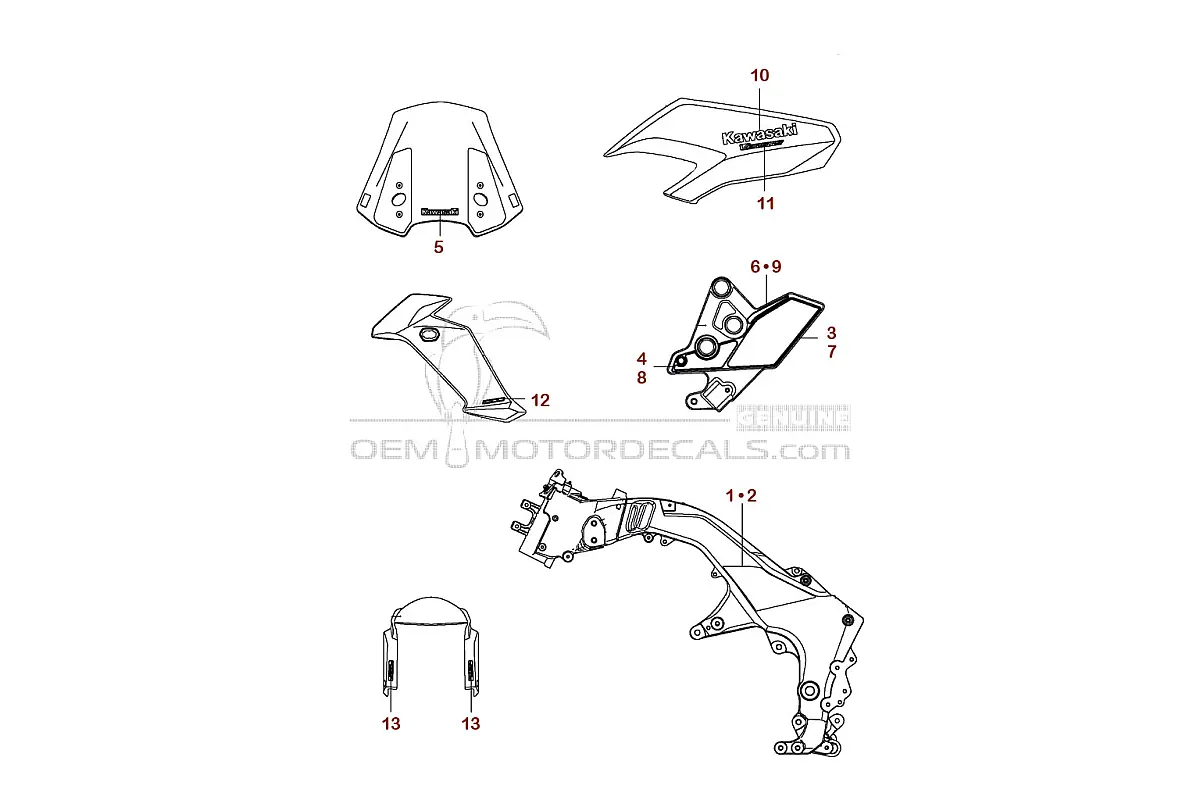 Adesivi per Kawasaki KLZ1000 VERSYS 2016 - Titanio • Kawasaki Adesivi OEM