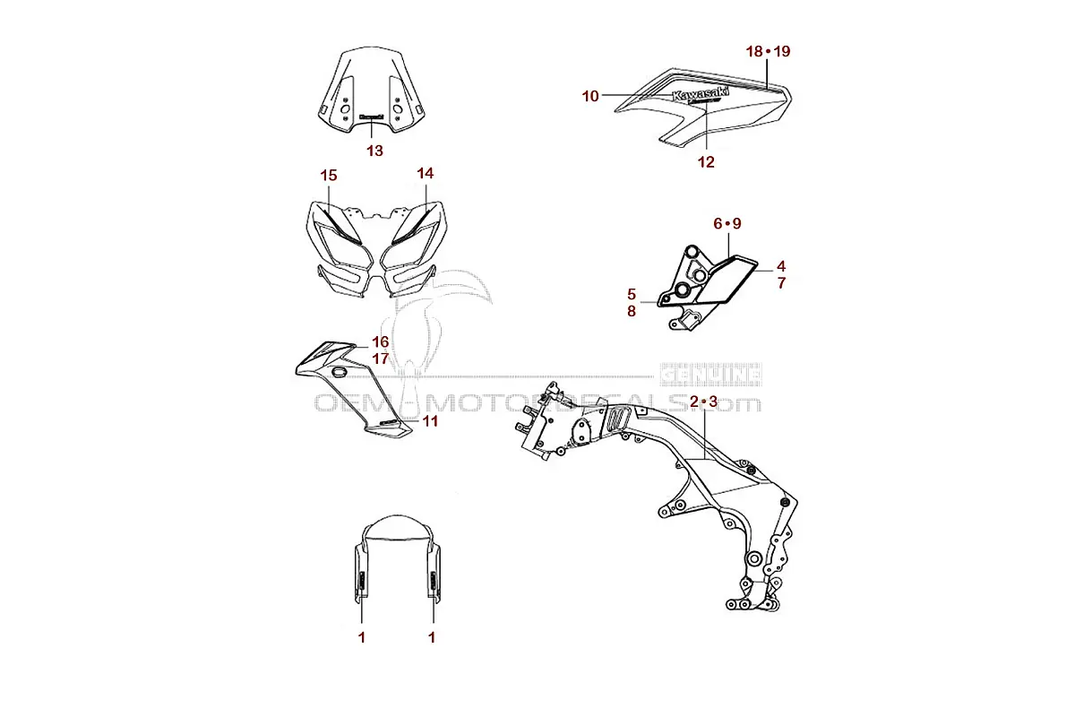 Decals for Kawasaki KLZ1000 VERSYS 2017 - Orange • Kawasaki OEM Decals
