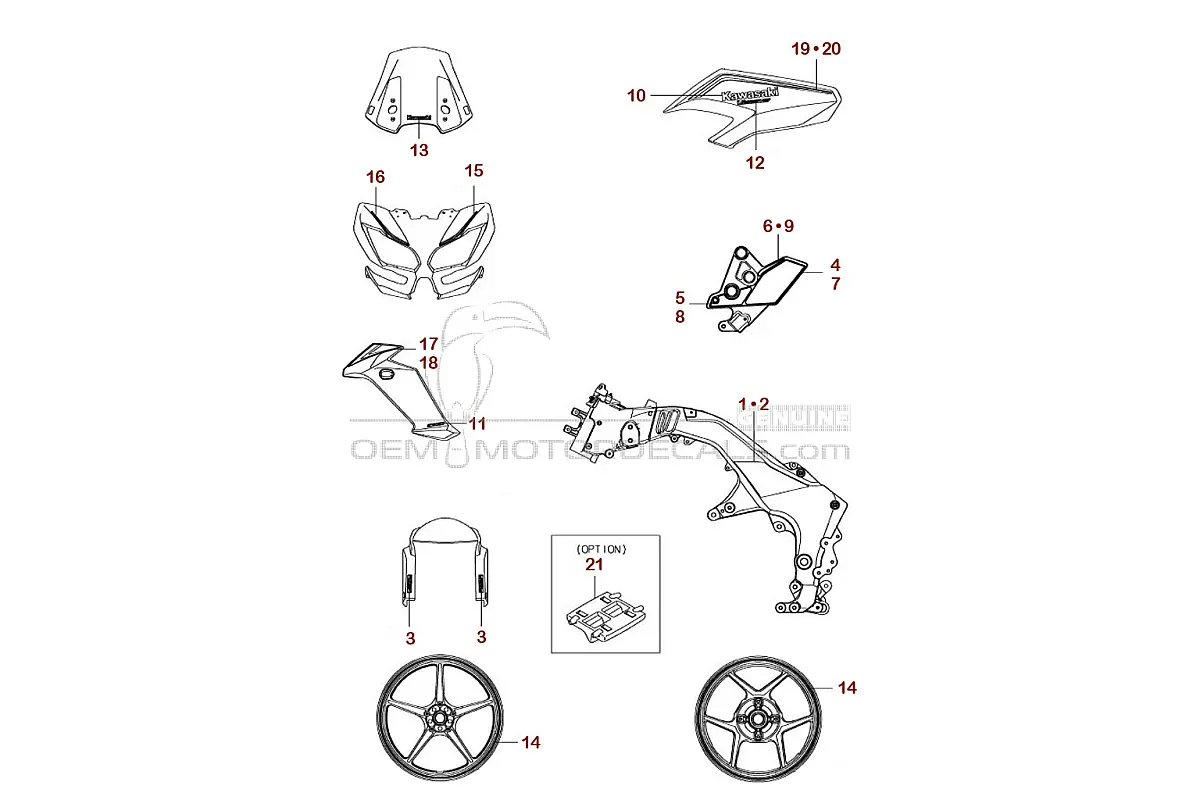 Pegatinas para Kawasaki KLZ1000 VERSYS 2018 - Negro • Kawasaki Pegatinas OEM