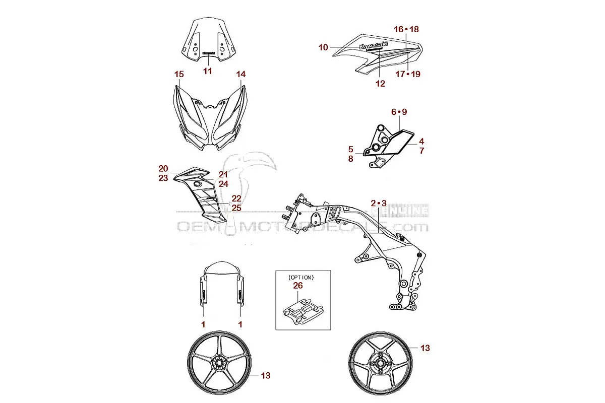 Naklejki do Kawasaki KLZ1000 VERSYS 2018 - Zielony • Kawasaki Naklejki OEM