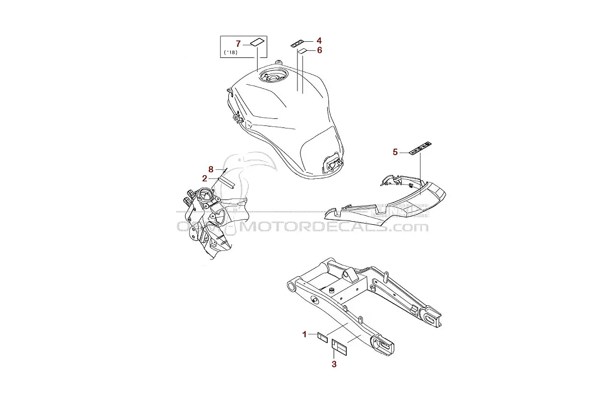 Aufkleber für Kawasaki KLZ1000 VERSYS - Vorsichtsetiketten • Kawasaki OEM-Aufkleber