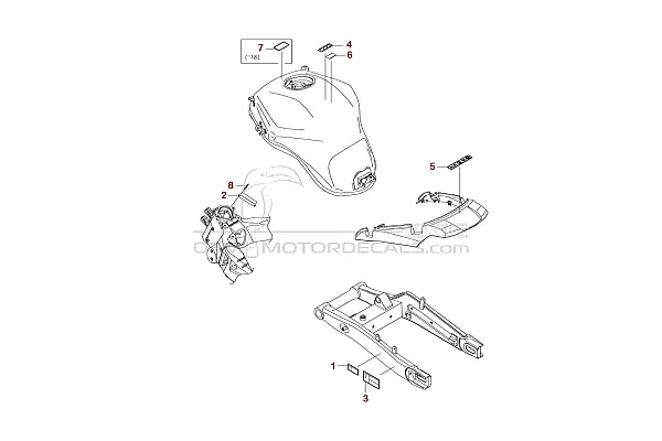 Kawasaki KLZ1000 VERSYS - Vorsichtsetiketten