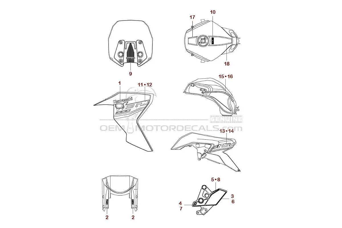 Stickers voor Kawasaki KLZ1000SE VERSYS 2019 - Zwart • Kawasaki OEM Stickers