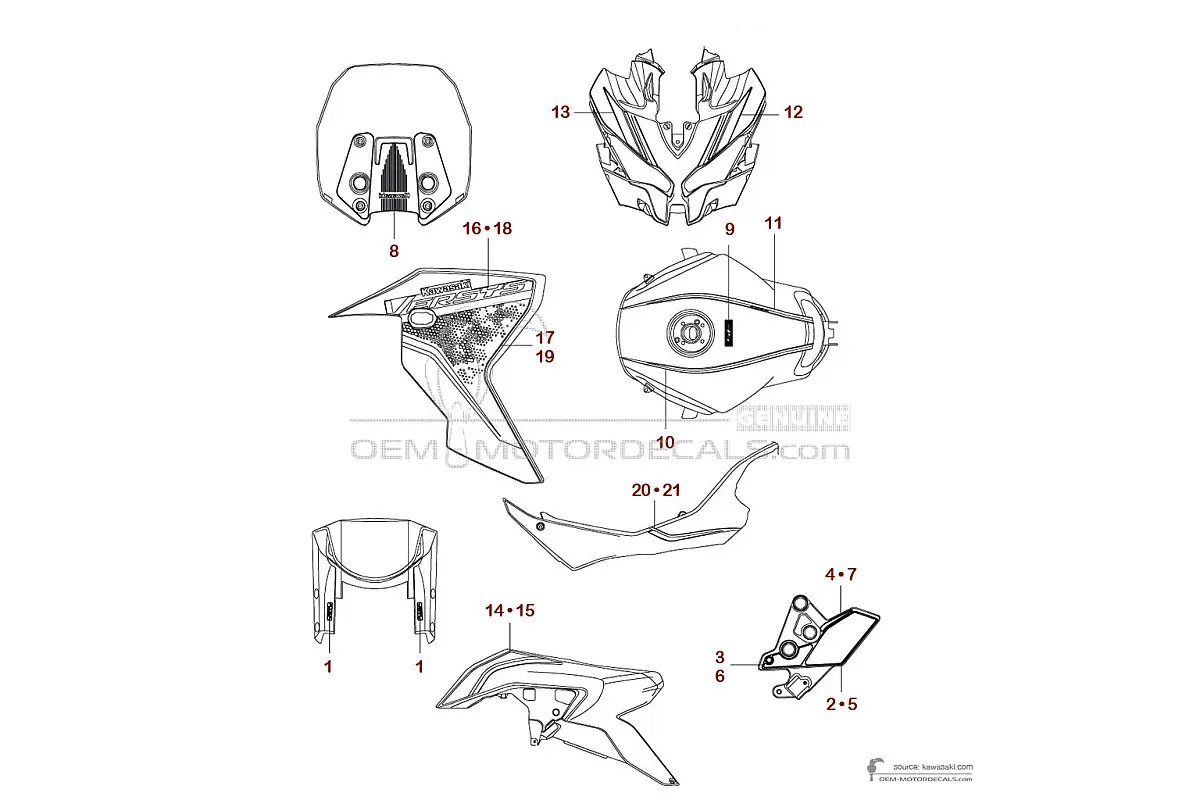 Pegatinas para Kawasaki KLZ1000SE VERSYS 2021 - Negro Verde • Kawasaki Pegatinas OEM
