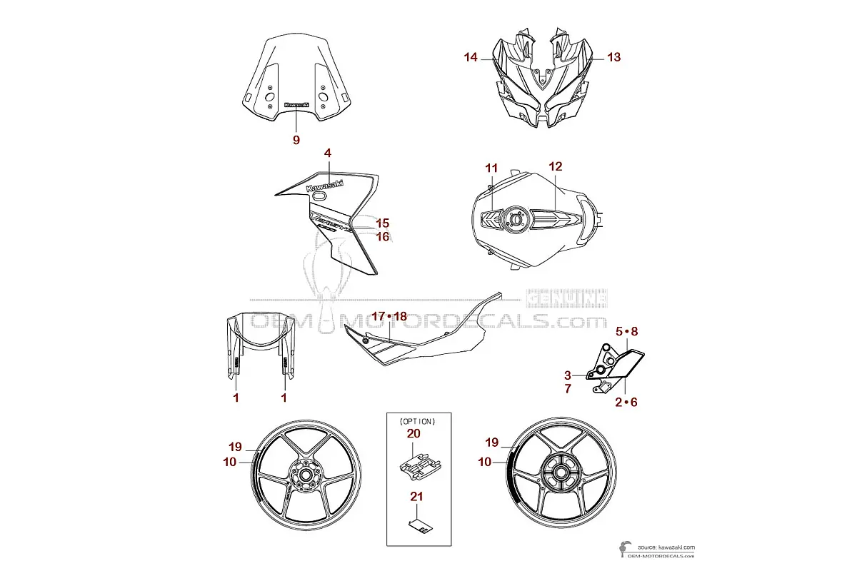 Stickers voor Kawasaki KLZ1000 VERSYS 2023 - Zwart • Kawasaki OEM Stickers