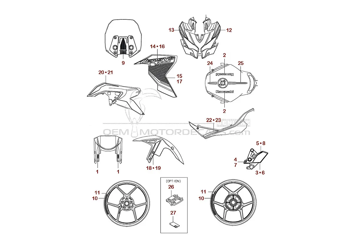 Naklejki do Kawasaki KLZ1000S VERSYS 2023 - Zielony • Kawasaki Naklejki OEM