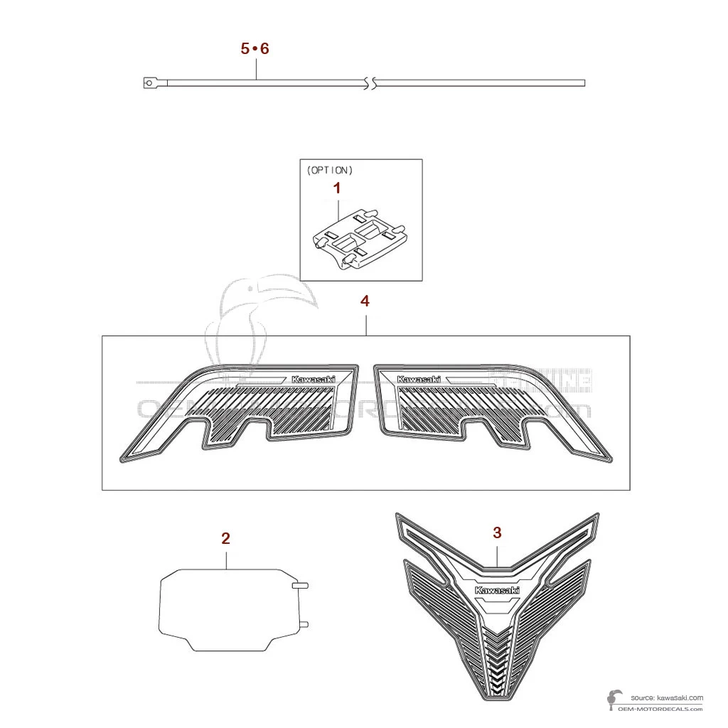 Aufkleber für Kawasaki NINJA 1100SX 2025 - Optionale Aufkleber • Kawasaki OEM-Aufkleber