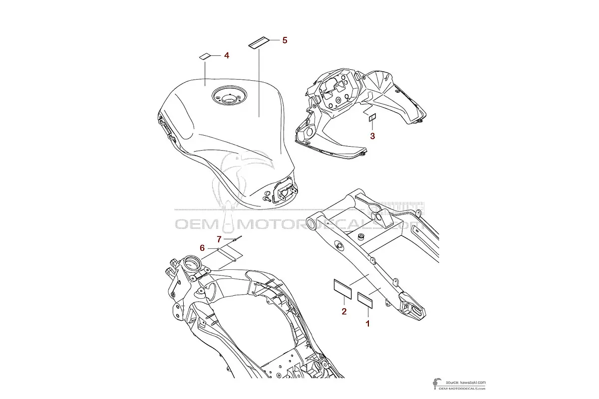 Stickers voor Kawasaki NINJA 1100SX 2025 - Voorzichtigheid labels • Kawasaki OEM Stickers