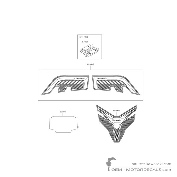 Adesivi per Adesivi opzionali • Kawasaki Adesivi OEM