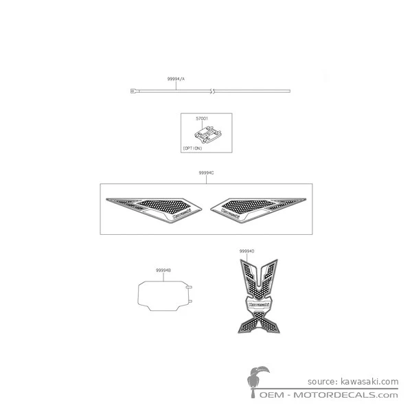 Pegatinas para Pegatinas opcionales • Kawasaki Pegatinas OEM