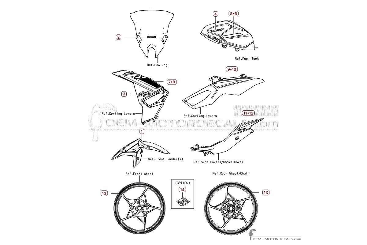 Aufkleber für Kawasaki NINJA 500 I EX500 SE 2025 • Kawasaki OEM-Aufkleber