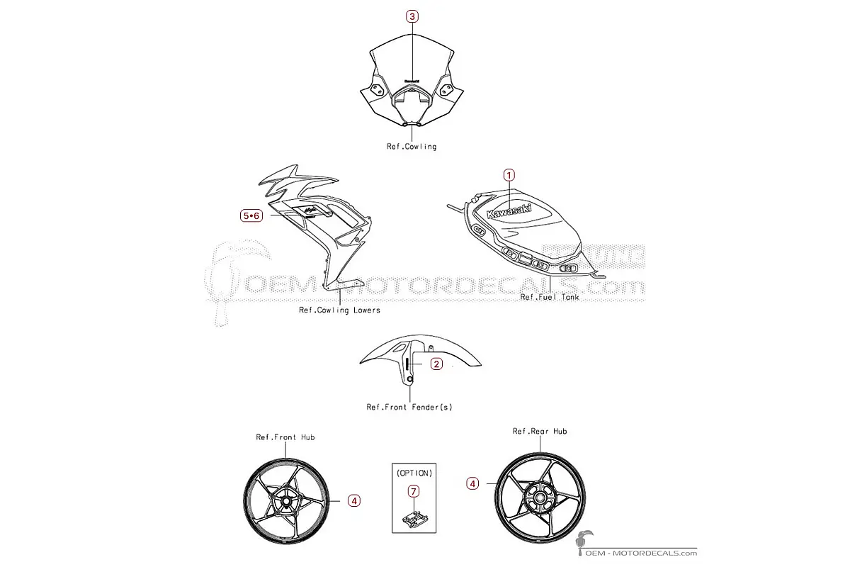 Pegatinas para Kawasaki NINJA 650 | EX650 2025 • Kawasaki Pegatinas OEM