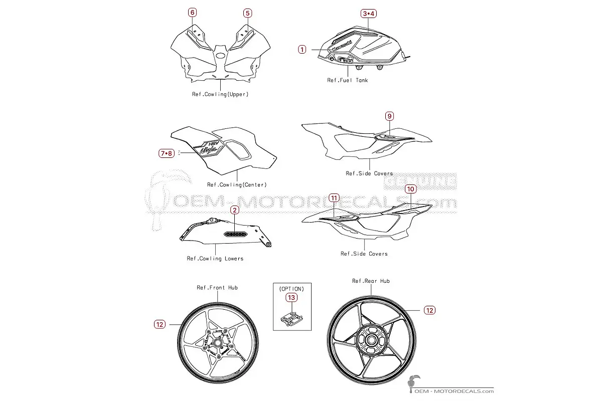 Pegatinas para Kawasaki NINJA 7 HYBRID 2024 • Kawasaki Pegatinas OEM