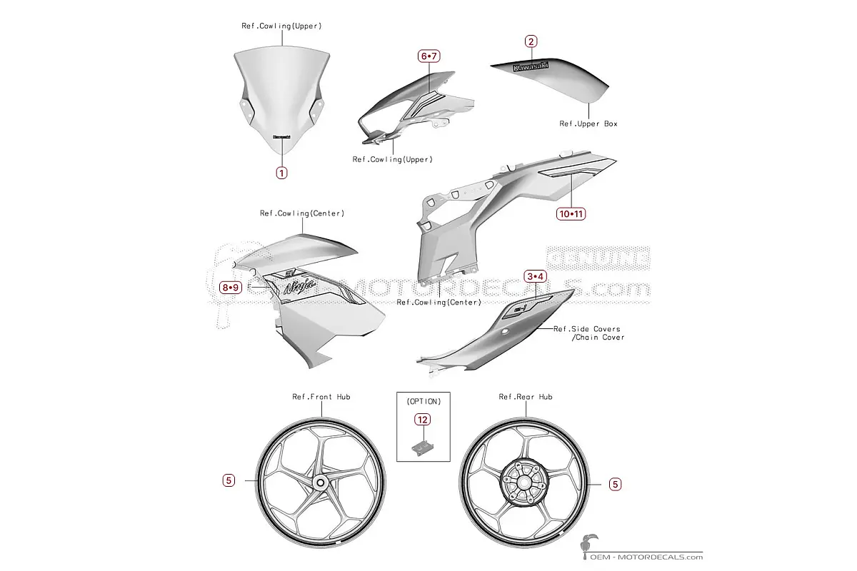Decals for Kawasaki NINJA E-1 2024 • Kawasaki OEM Decals
