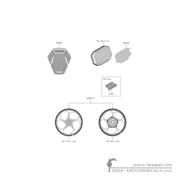 Pegatinas para Pegatinas opcionales • Kawasaki Pegatinas OEM