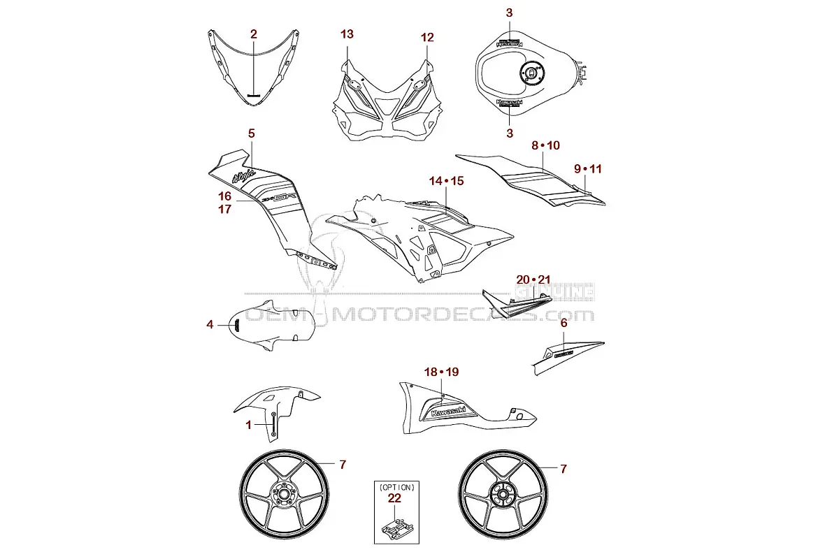 Stickers voor Kawasaki NINJA ZX-6R 2025 - Groen • Kawasaki OEM Stickers