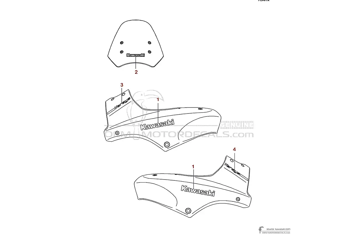 Autocollants pour Kawasaki KLE650 VERSYS 2007 - Argent • Kawasaki Autocollants OEM