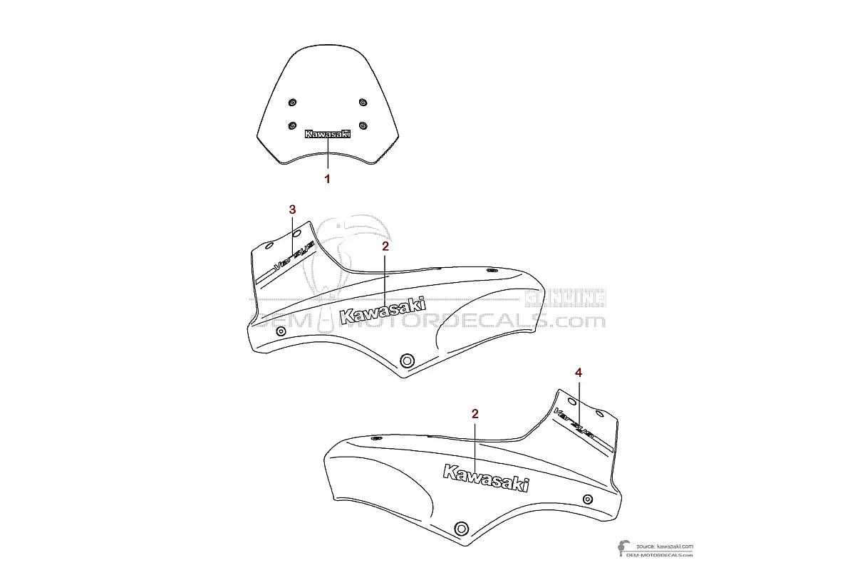 Autocollants pour Kawasaki KLE650 VERSYS 2007 - Noir • Kawasaki Autocollants OEM