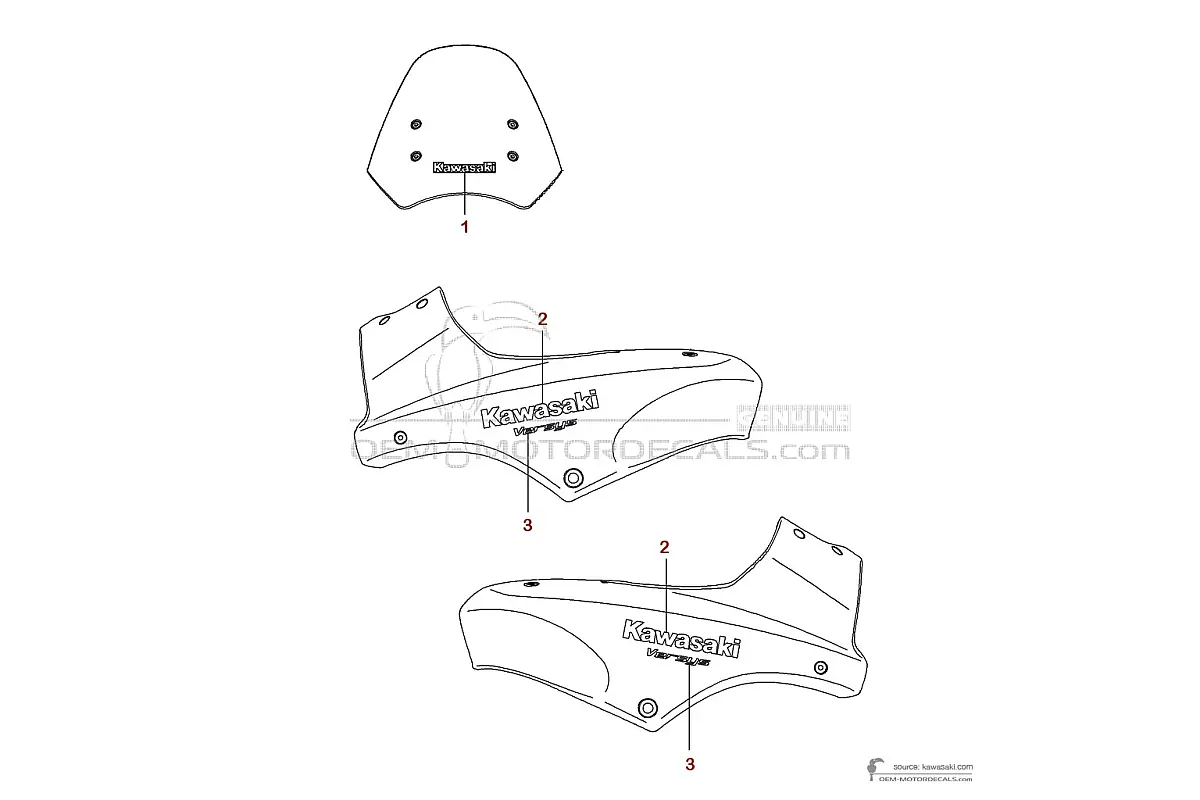 Autocollants pour Kawasaki KLE650 VERSYS 2008 - Bleu • Kawasaki Autocollants OEM