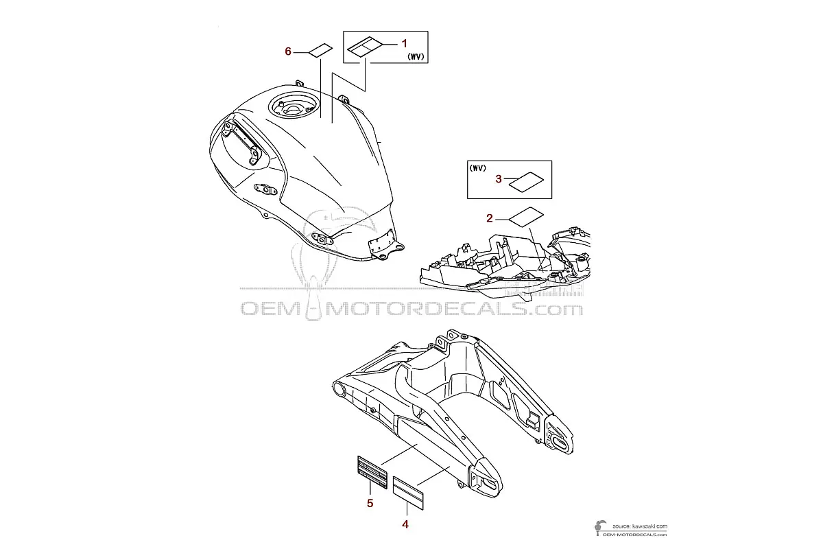 Naklejki do Kawasaki KLE650 VERSYS - Etykiety ostrzegawcze • Kawasaki Naklejki OEM