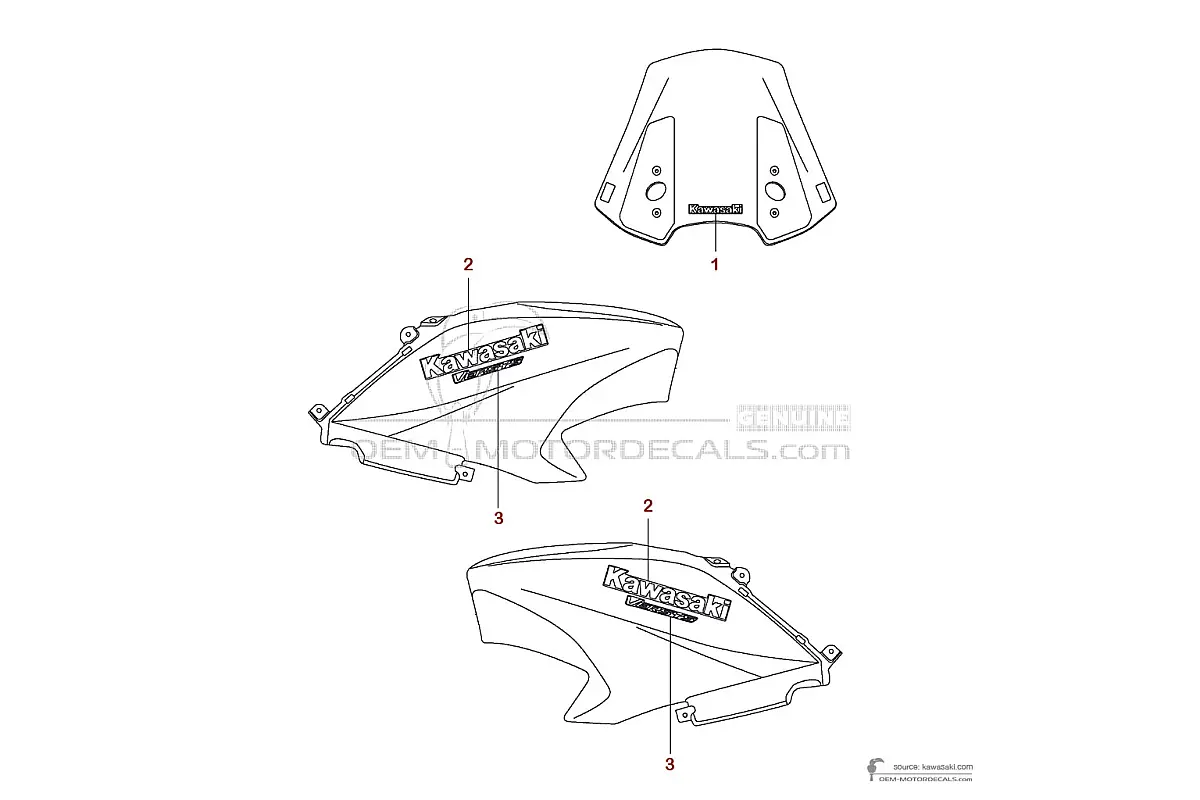 Autocollants pour Kawasaki KLE650 VERSYS 2016 - Orangé • Kawasaki Autocollants OEM