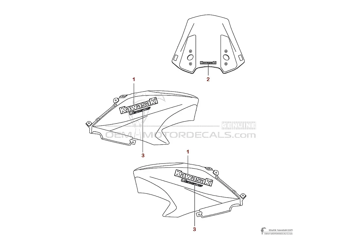 Stickers voor Kawasaki KLE650 VERSYS 2016 - Wit • Kawasaki OEM Stickers