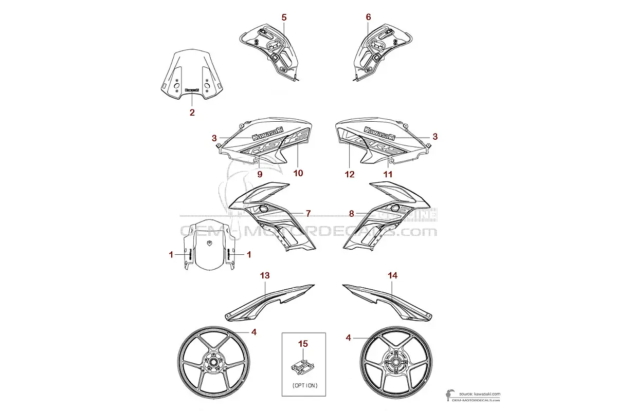 Adesivi per Kawasaki KLE650 VERSYS 2020 - Grigio • Kawasaki Adesivi OEM