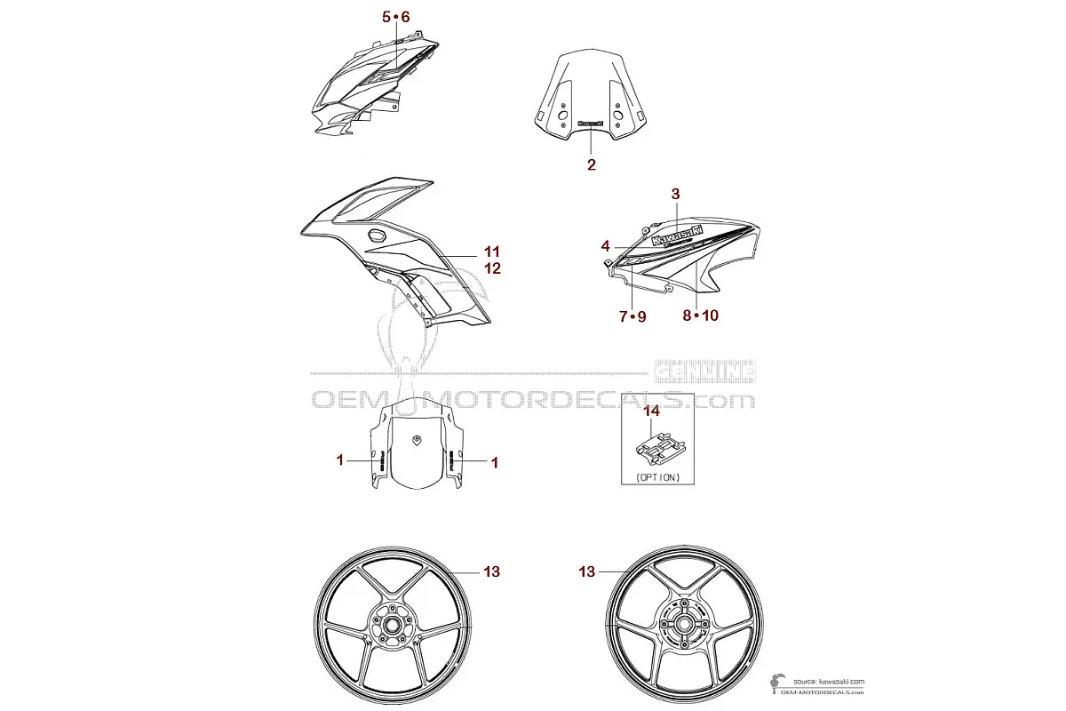 Adesivi per Kawasaki KLE650 VERSYS 2020 - Verde • Kawasaki Adesivi OEM