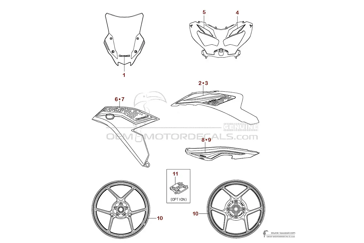 Stickers voor Kawasaki KLE650 VERSYS 2022 - Zilver • Kawasaki OEM Stickers