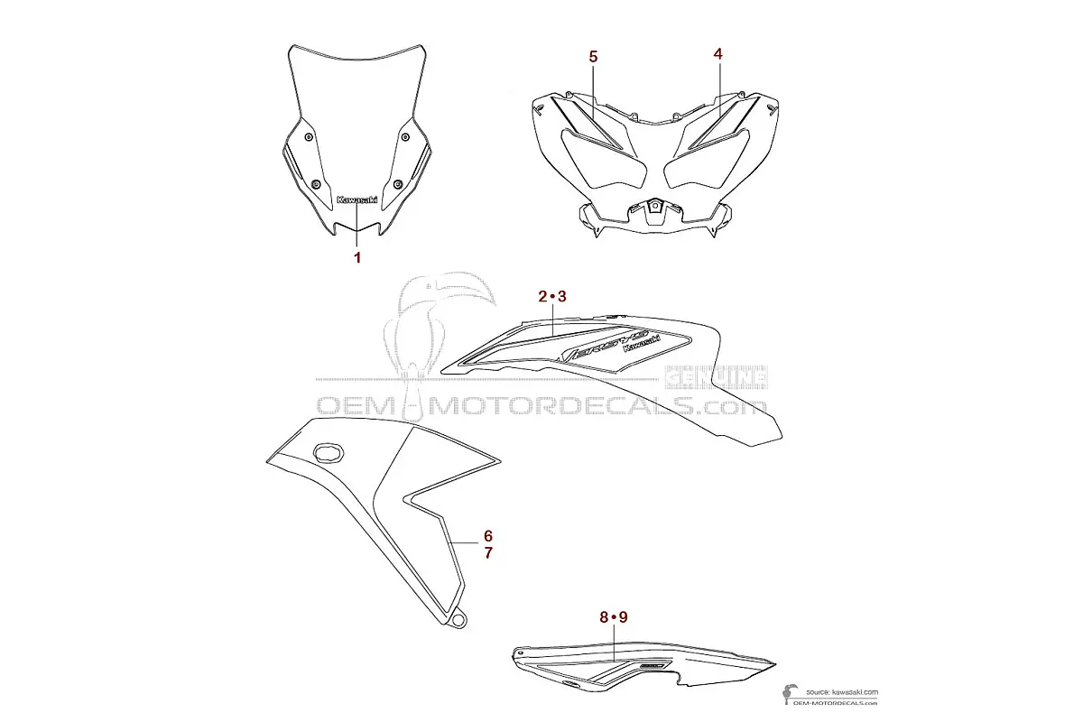 Decals for Kawasaki KLE650 VERSYS 2024 - Black • Kawasaki OEM Decals