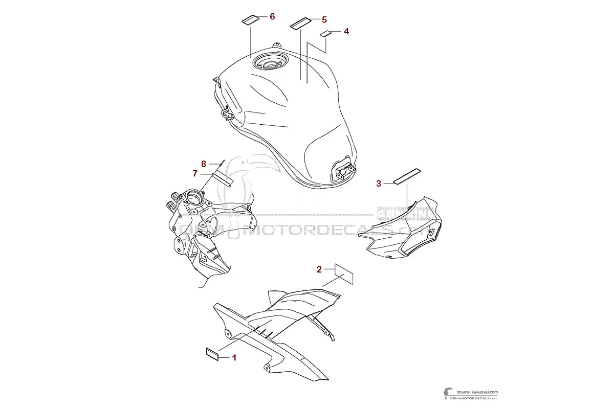 Autocollants pour Kawasaki VERSYS 1100 2025 - Étiquettes de mise en garde • Kawasaki Autocollants OEM