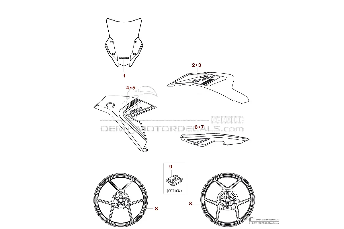Naklejki do Kawasaki VERSYS | KLE650 2025 - Biały • Kawasaki Naklejki OEM