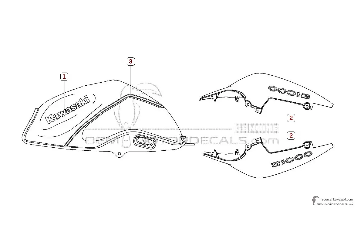 Naklejki do Kawasaki Z1000 2009 - Pomarańczowy • Kawasaki Naklejki OEM