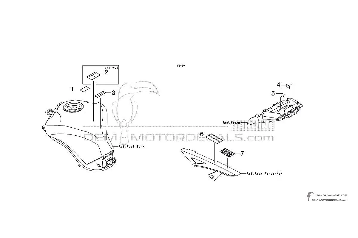 Pegatinas para Kawasaki Z1000 - Etiquetas de precaución • Kawasaki Pegatinas OEM